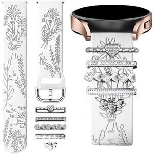 NEW White/Silver Samsung Galaxy Watch Band with Charms